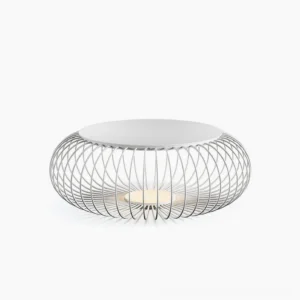 Meridiano modern garden table light white wire frame top-down view minimal background