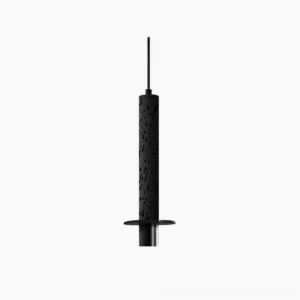 Meta pendant lamp matte black stone shade cylindrical minimalist design front view