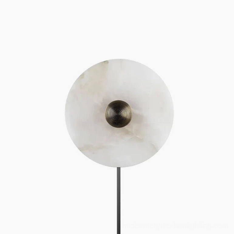 Mid-century modern alabaster wall sconce with integrated LED lighting and sculptural stone design