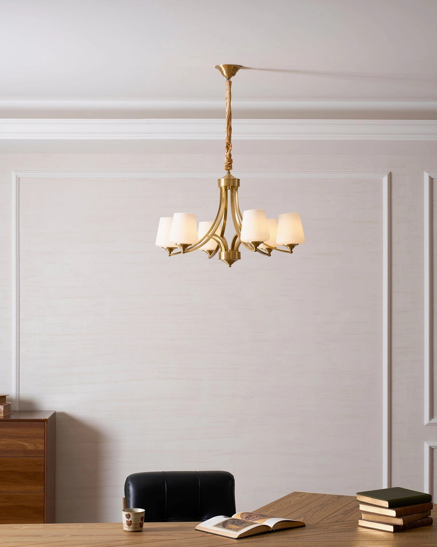 Mid-century brass chandelier modern pendant light fixture warm illumination home decor application