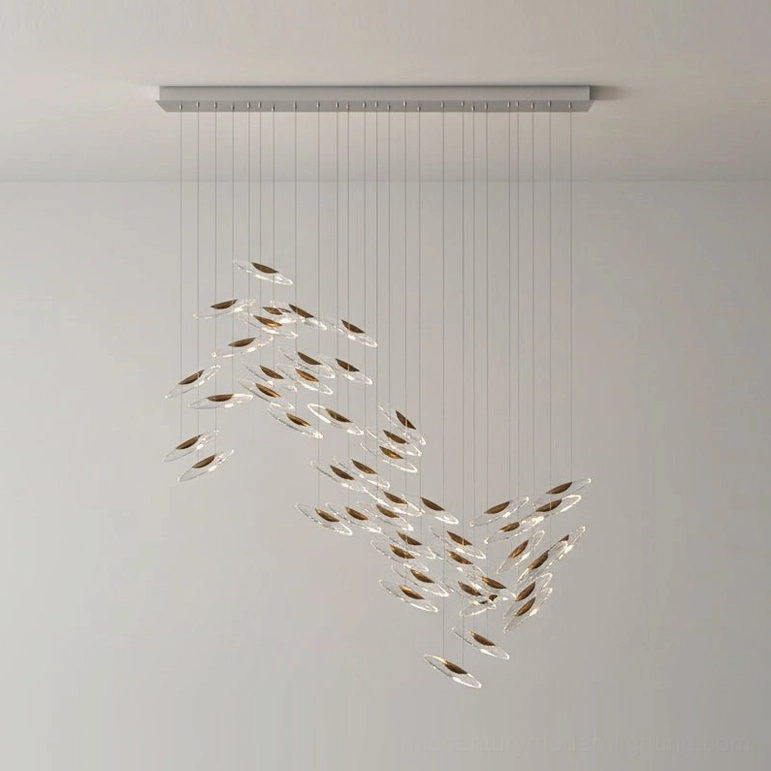 Mid-century modern inspired cascading chandelier 32 heads A configuration with refined craftsmanship