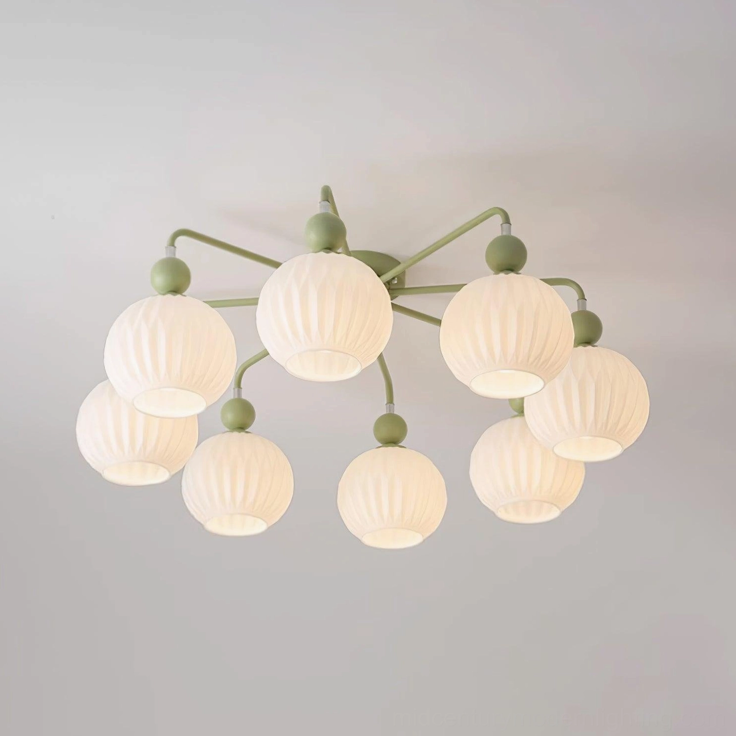 Mid-century ceiling light installation showing warm ambient illumination in room