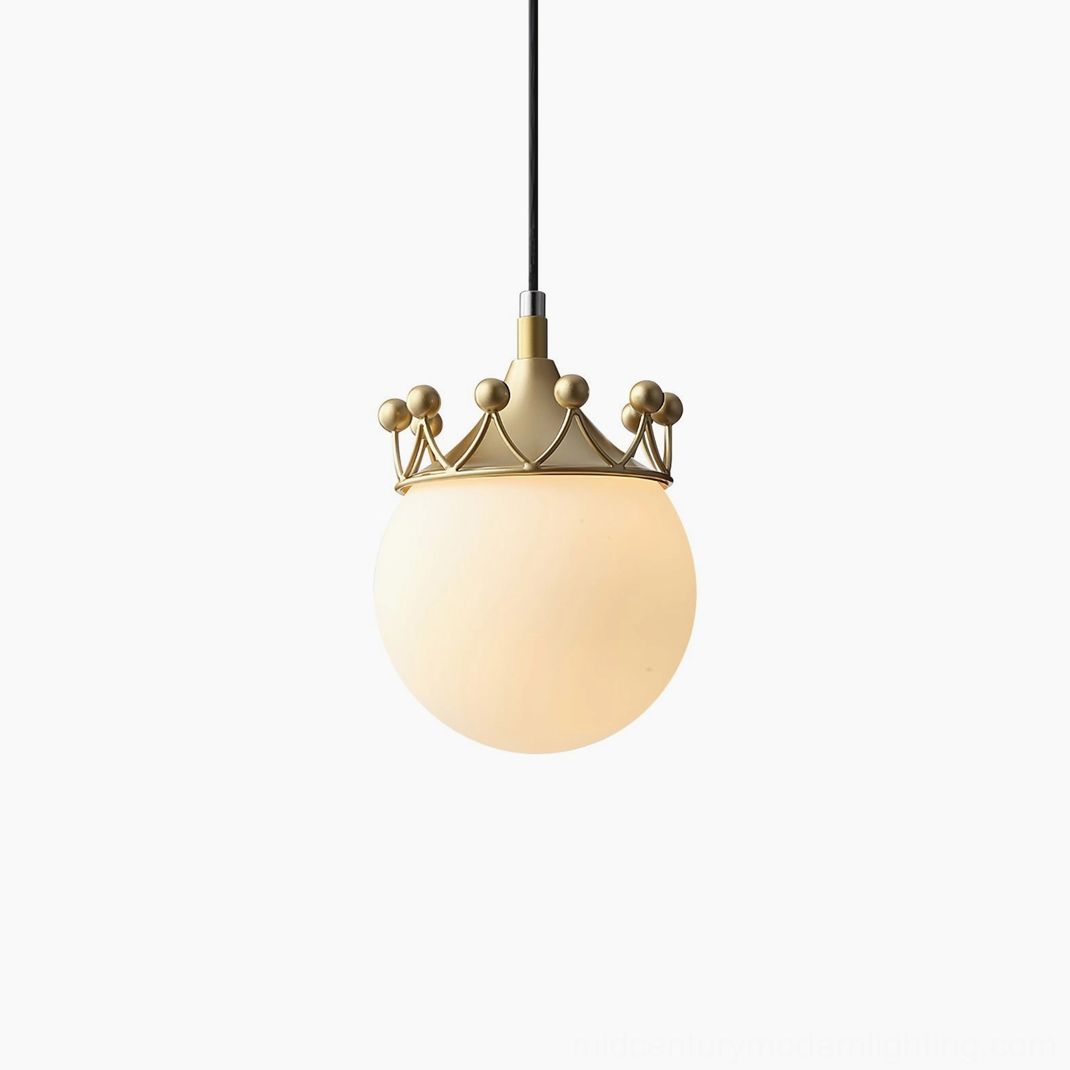 Mid-century modern crown pendant light fixture with 150cm adjustable suspension cord, elegant bedroom overhead lighting solution