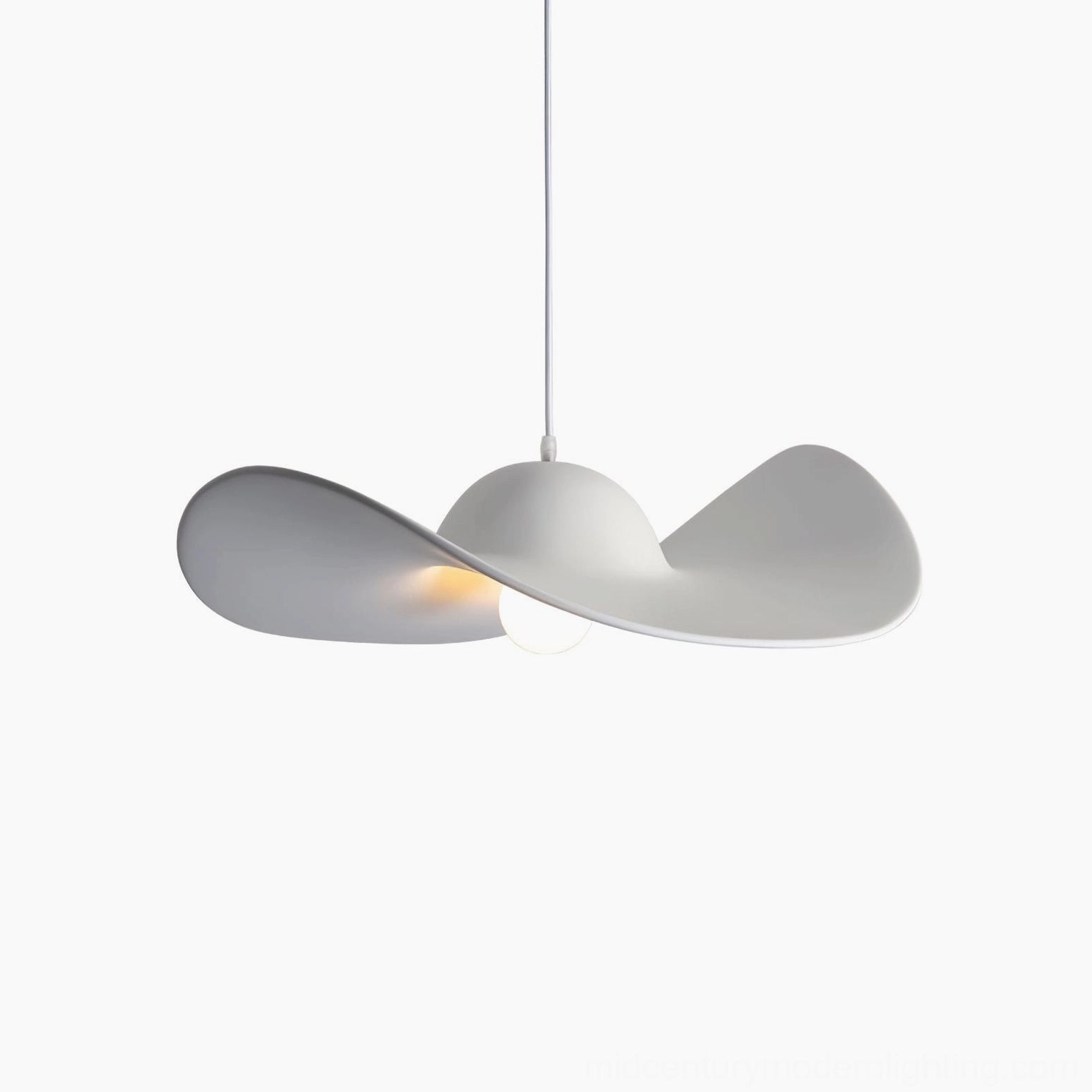Mid-century modern hat pendant in two sizes for flexible interior design options