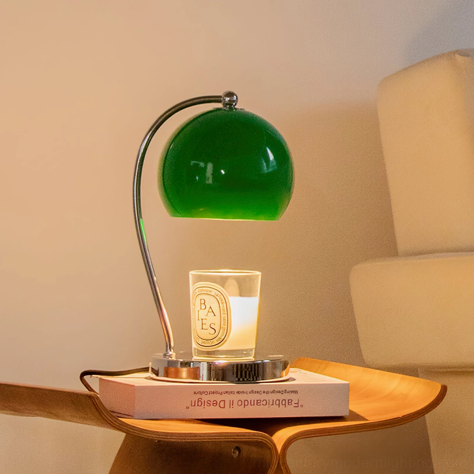 Scandinavian table lamp orange shade spherical design warm ambient lighting solution