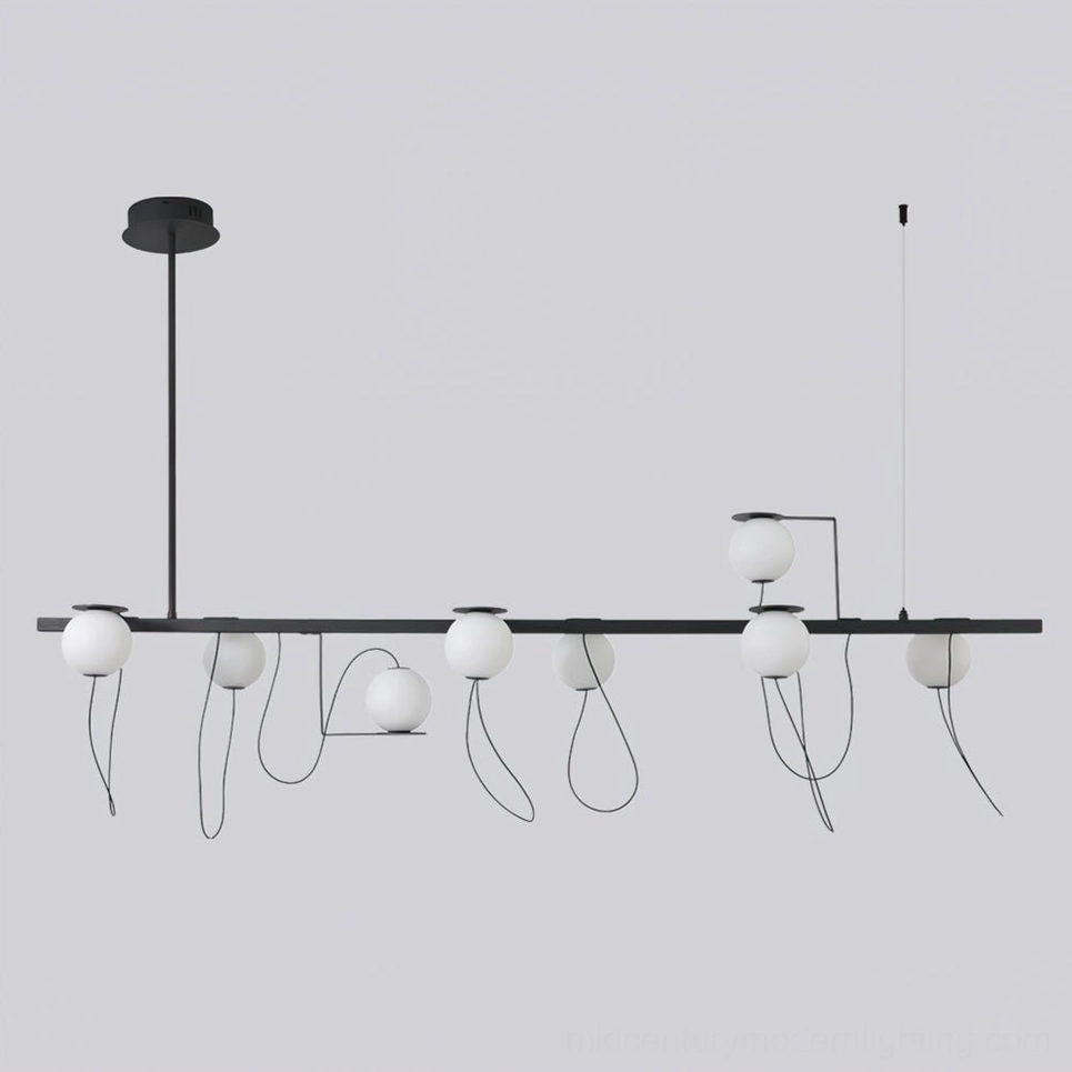 Mid-century modern inspired magnetic bubble pendant lighting with geometric glass sphere design