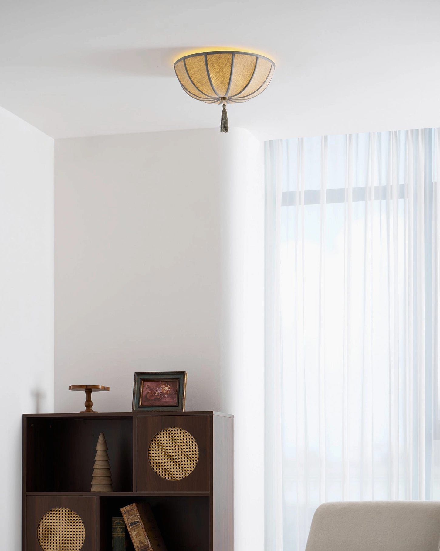 Fleur mid-century modern ceiling light fixture showing complete botanical petal design and gold hardware detail