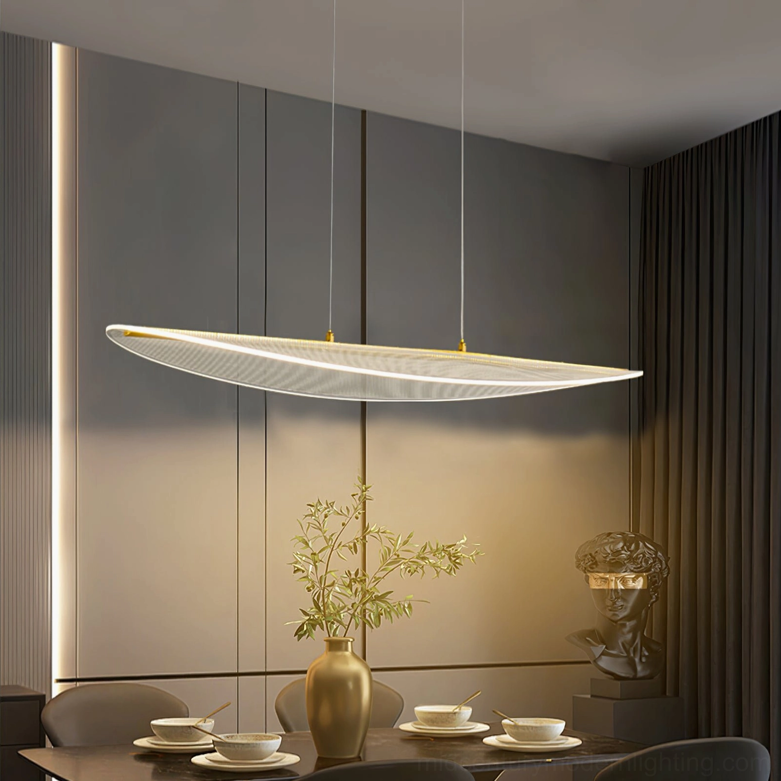 Modern mid-century pendant lamp with geometric perforated PMMA diffuser and metal frame