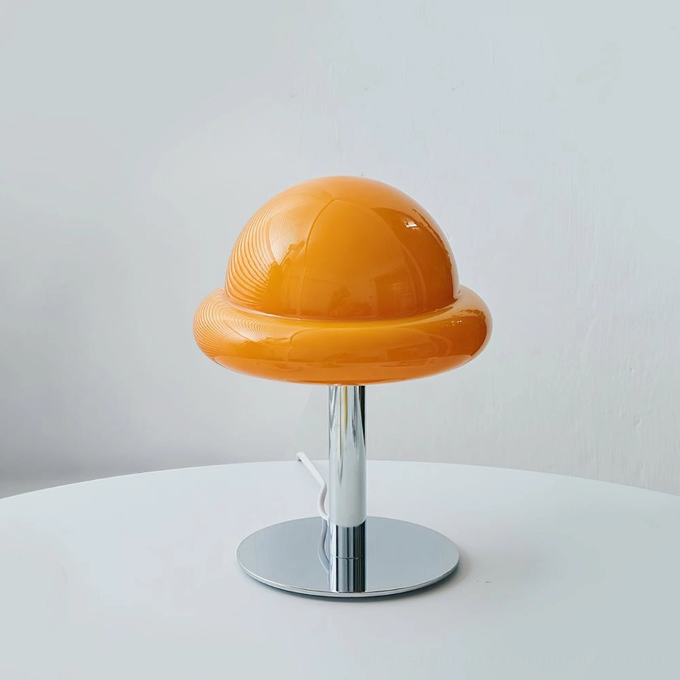 Mushroom dome table lamp sculptural form mid-century modern furniture arrangement