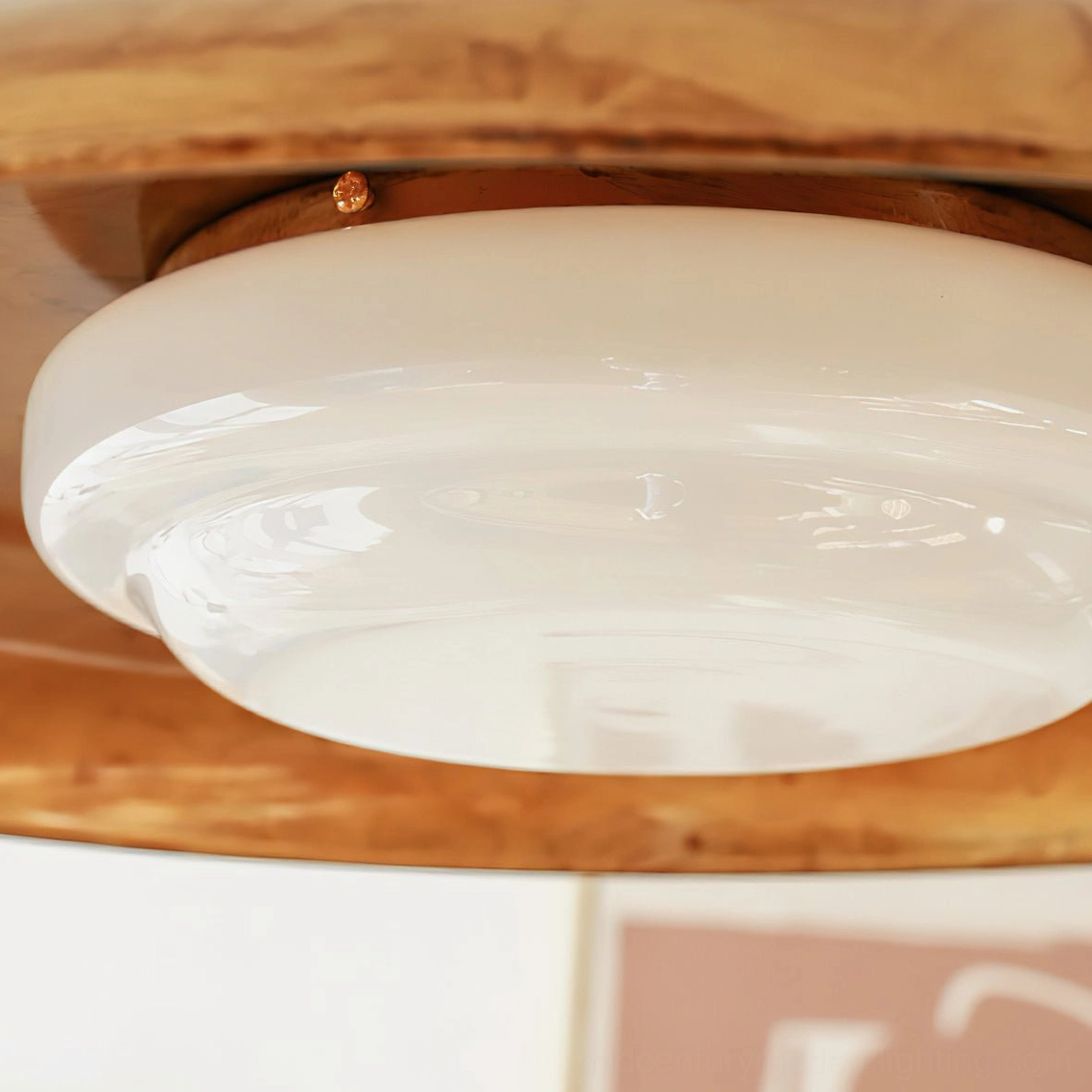 Mid-century modern pot-lid flush mount ceiling light architectural detail and design feature