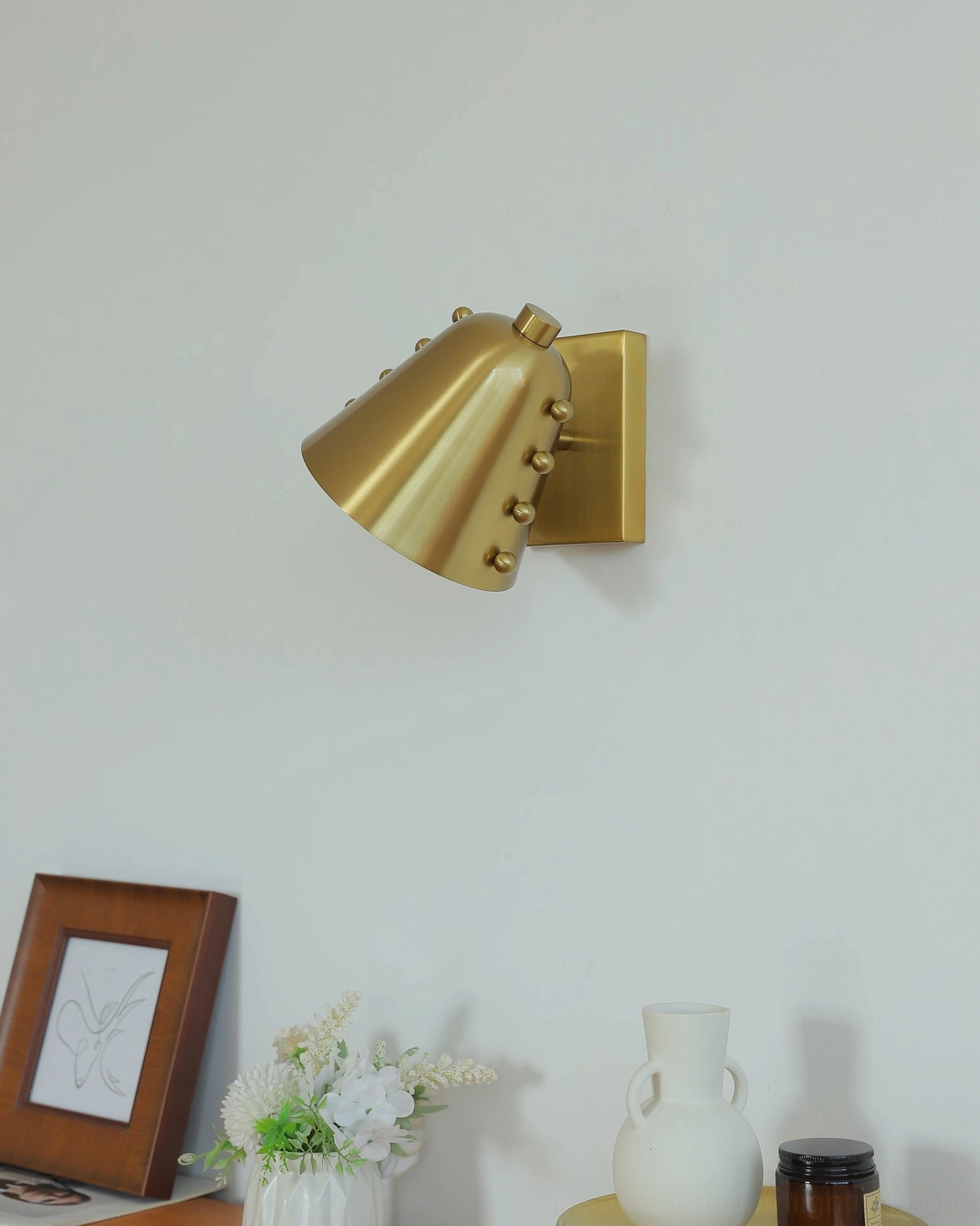 Mid-century modern wall sconce silhouette profile view showing sculptural form design