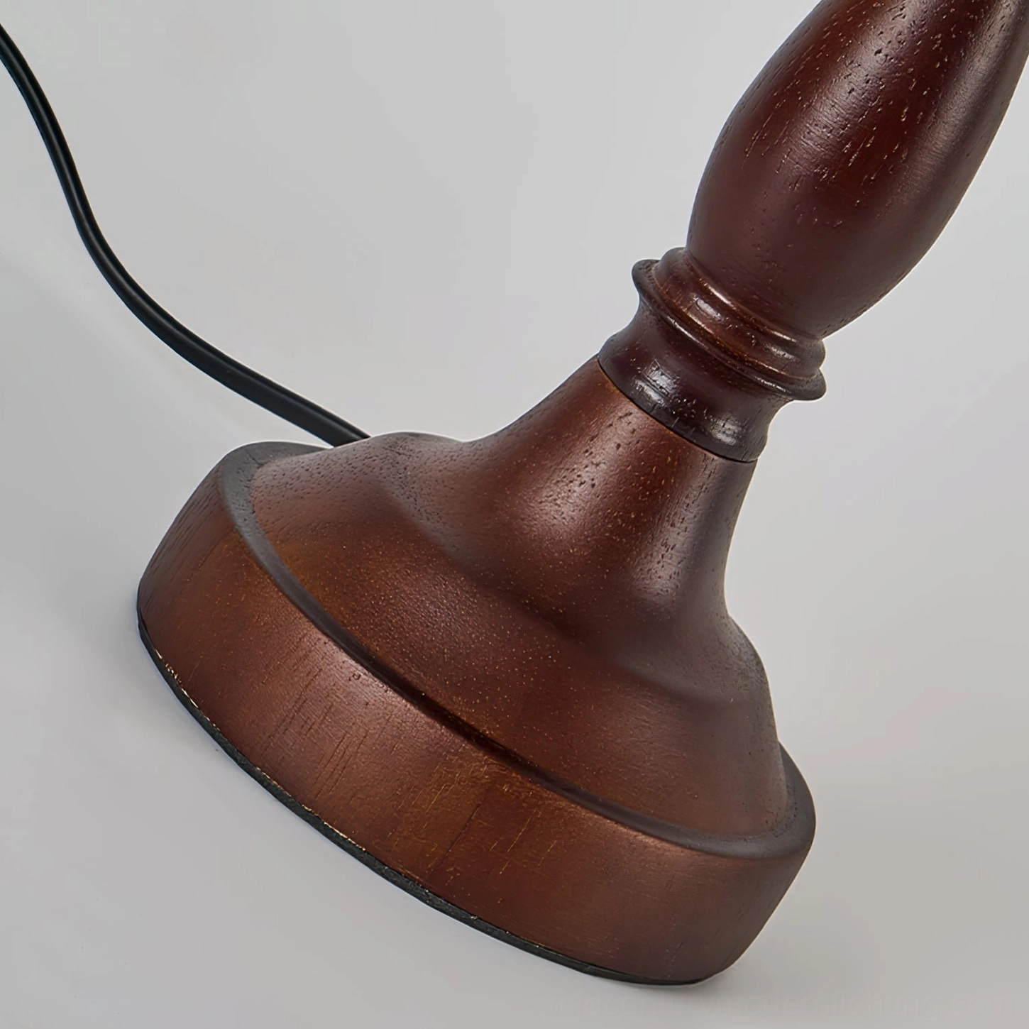 Catelyn mid-century modern walnut table lamp with pleated fabric shade detail and solid wood base construction