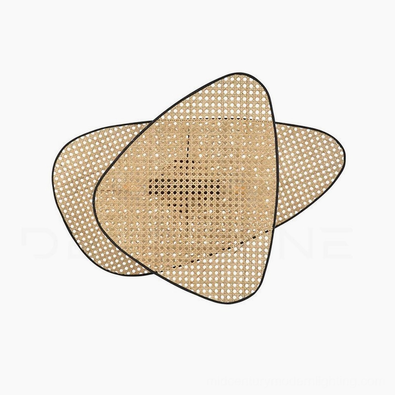 Mid-century modern woven rattan cannage wall lamp large size 77cm natural bamboo finish warm lighting