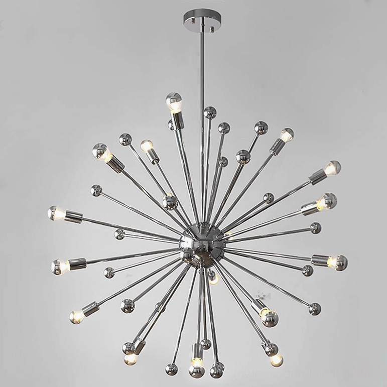 Mid-century sputnik light 18-light model chrome arms fully illuminated interior