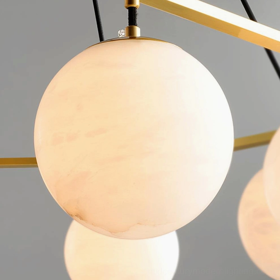 Miira Alabaster Chandelier complete assembly showing proportion and elegant silhouette