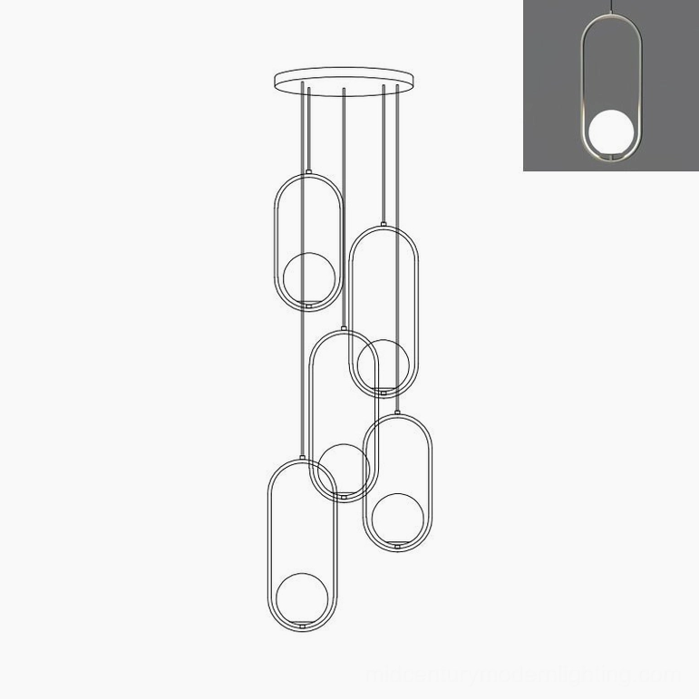 Mila 5-head silver finish pendant light - contemporary geometric cluster design for dining and living spaces