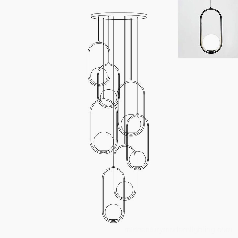 Mila 7-head silver finish pendant light - sleek modern sculptural cluster for high-ceiling interiors