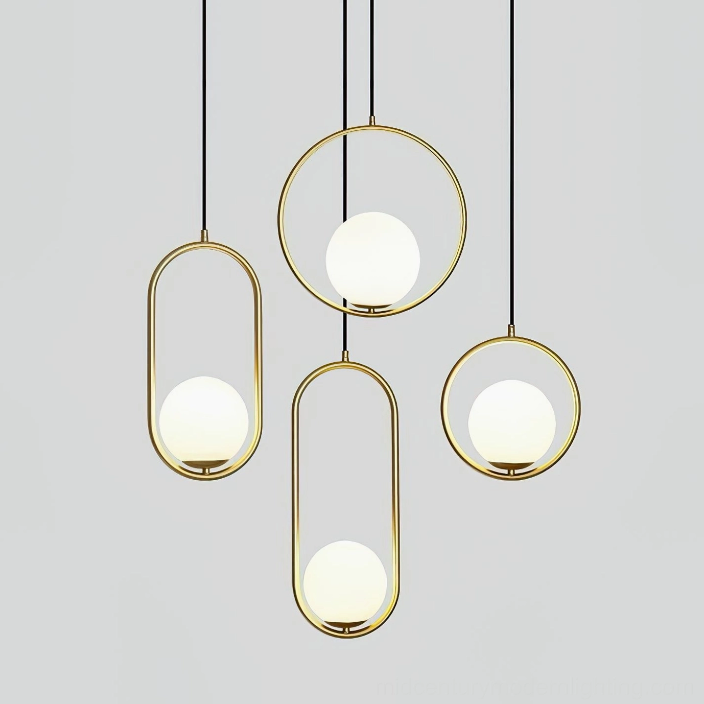 Mila ceiling pendant lamp with frosted hand-blown glass shade and brass frame, contemporary artistic suspended lighting