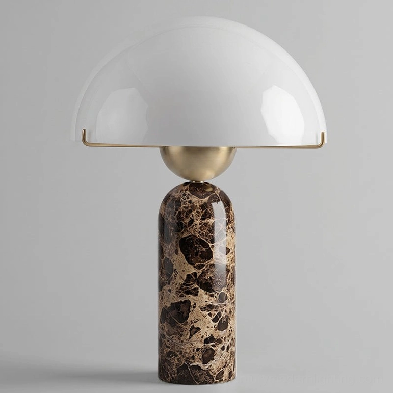 Milano marble table lamp in pure white marble with integrated LED creating ambient sculptural light