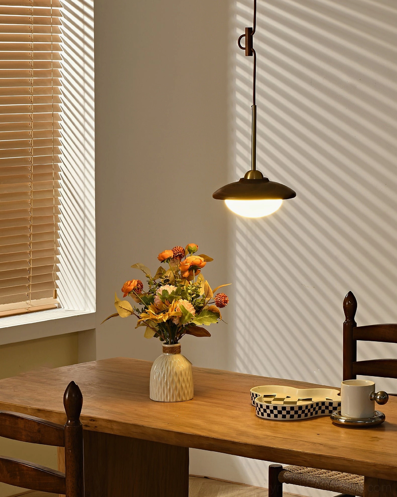 Milivia pendant light fixtures collection - wood finish and frosted glass design showcase