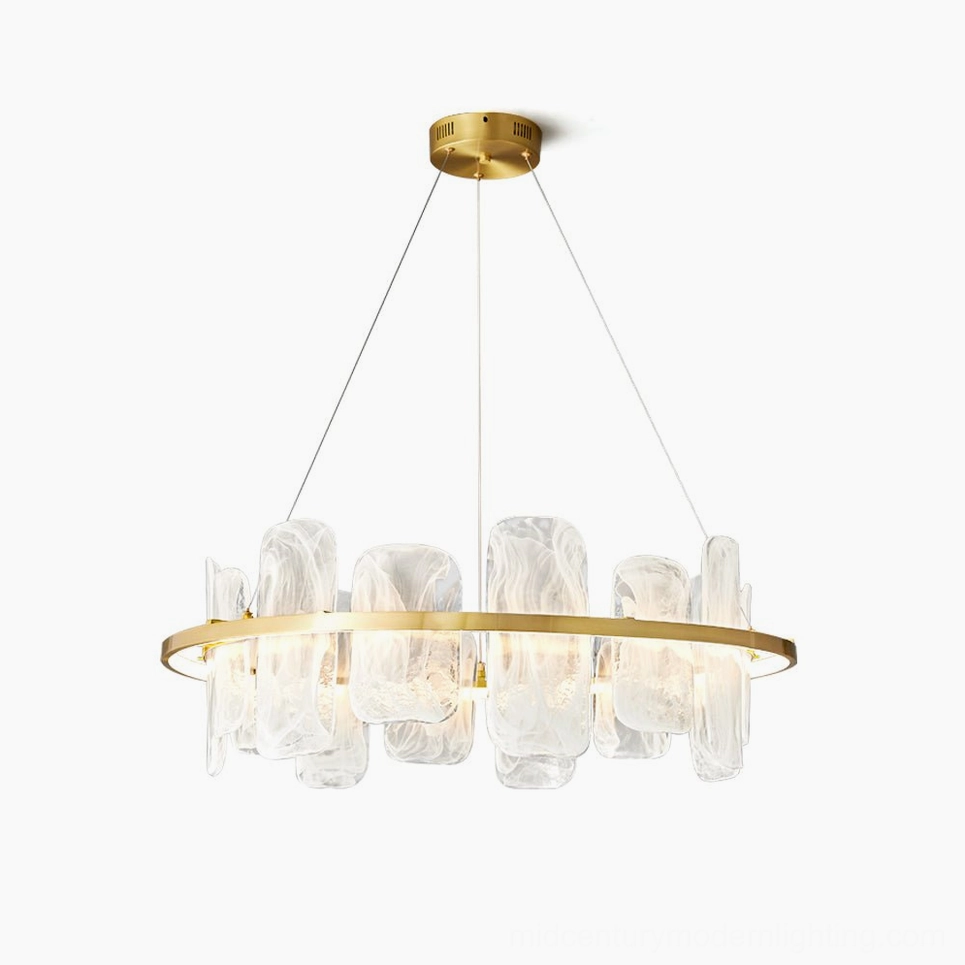 Mille Round Glass Chandelier large 80cm brass finish with warm and cool light options