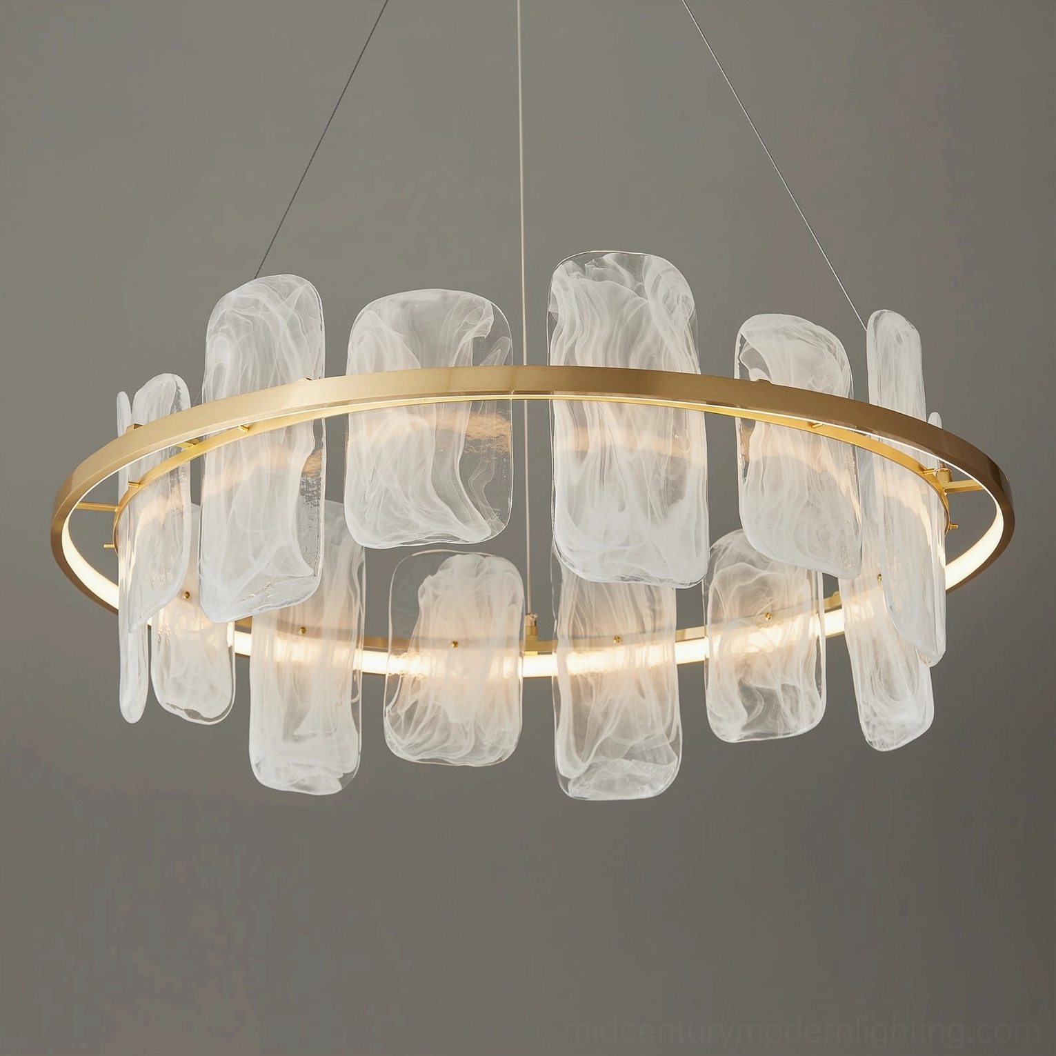 Mille Round Glass Chandelier large 80cm size variant in contemporary interior space