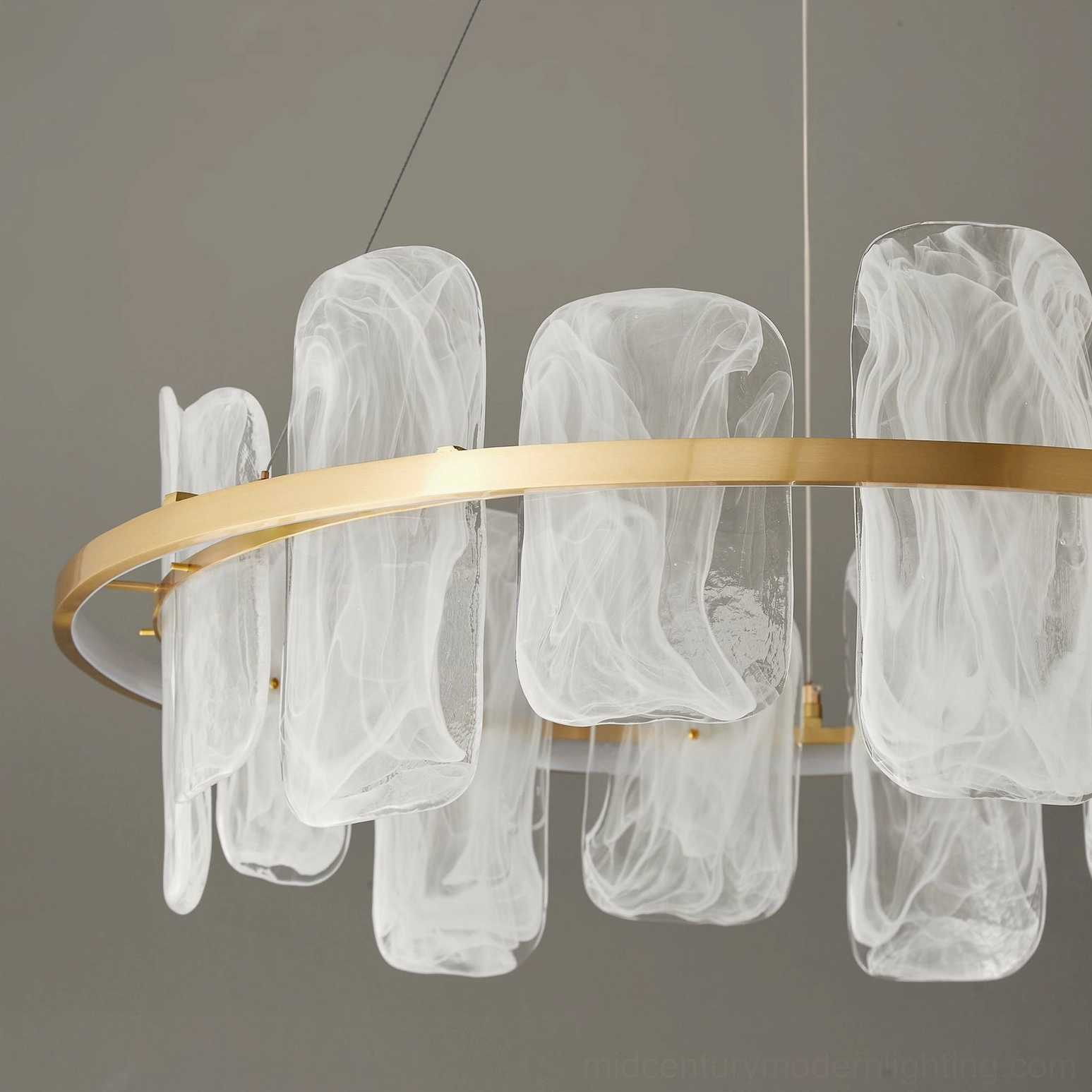 Mille Round Glass Chandelier with dimmer-compatible standard wall switch operation