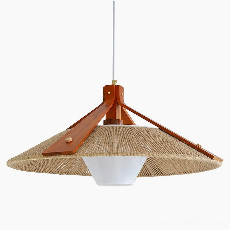 Product variant image: Millier pendant light 21.7-inch diameter 10.2-inch height in natural beige and white, dimensional lifestyle presentation