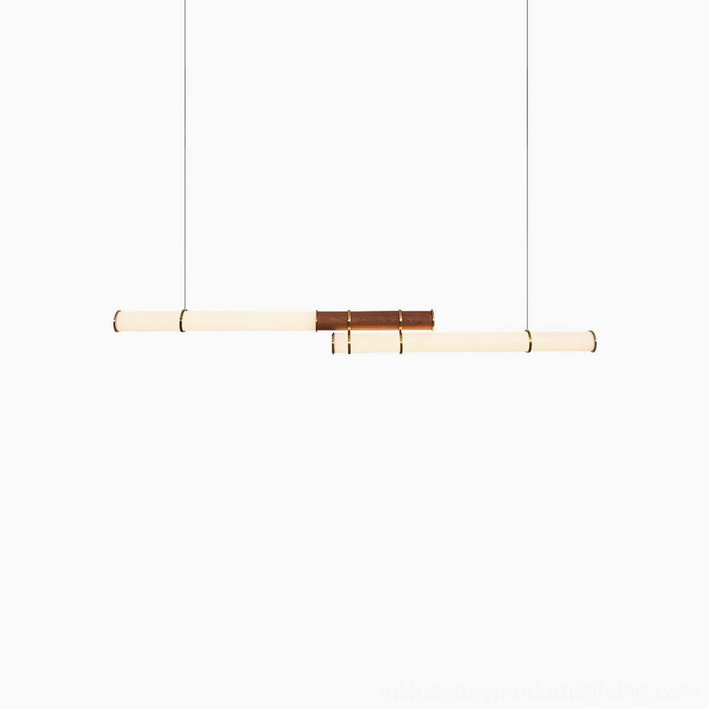 Mini Endless Double linear pendant light angled view showcasing three-dimensional depth and cylindrical structure
