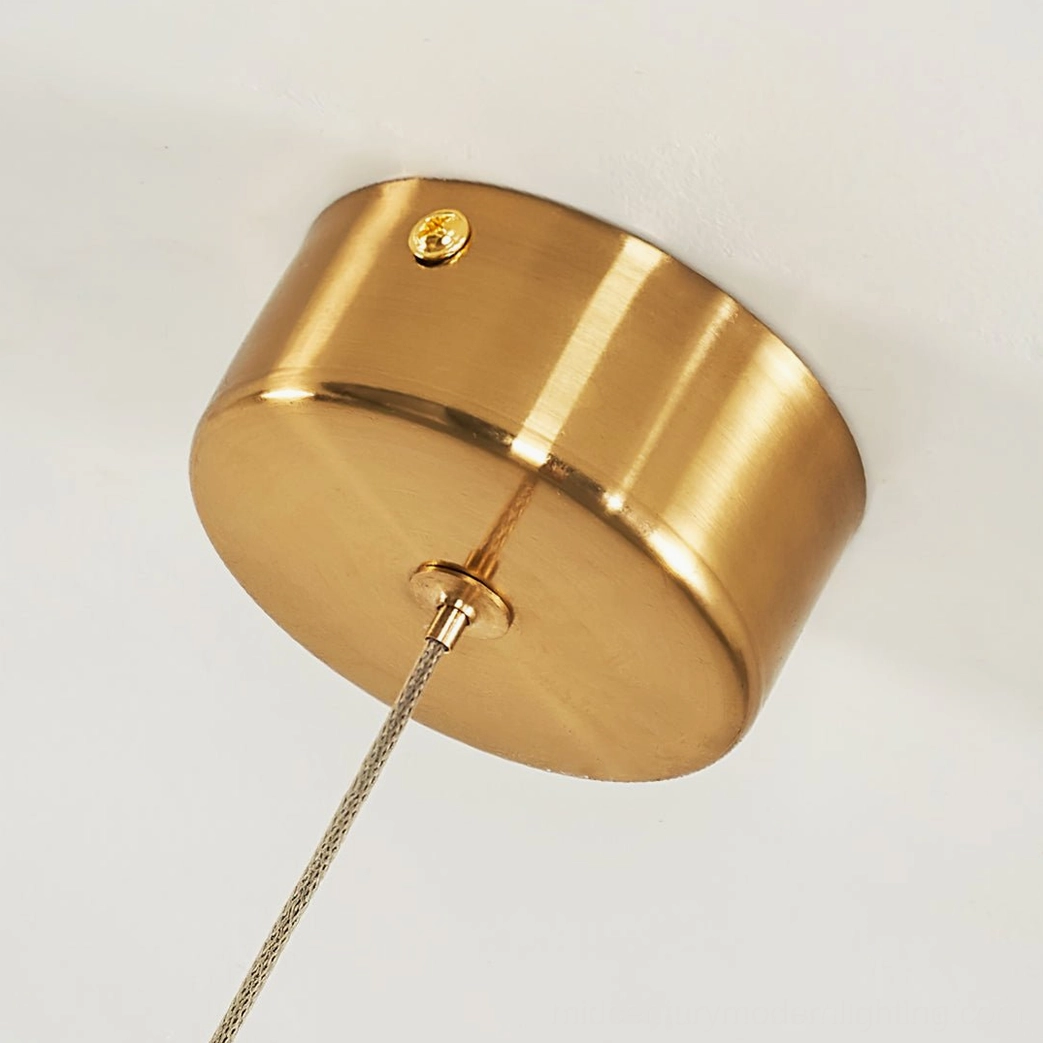 Mini Endless Double pendant from below showing light diffusion and suspension cord arrangement