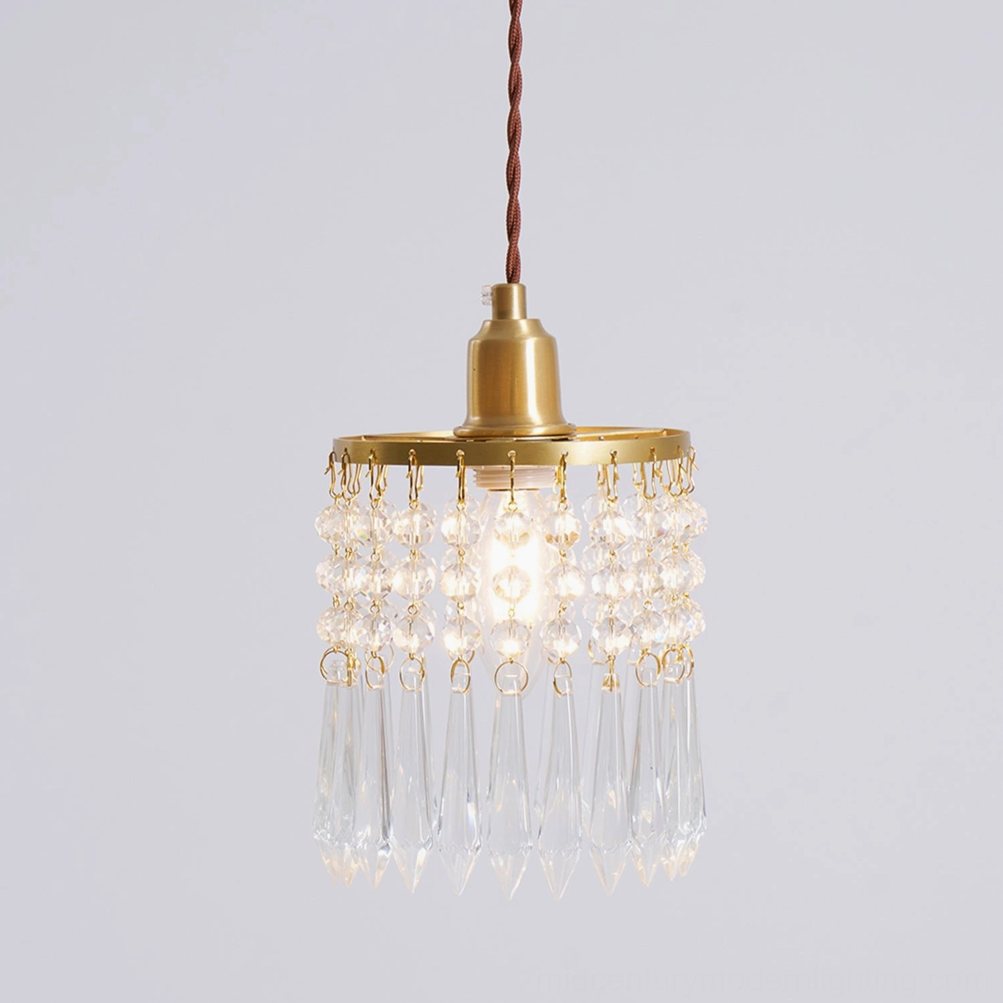 Mini pendant crystal light fixture, compact design for intimate spaces