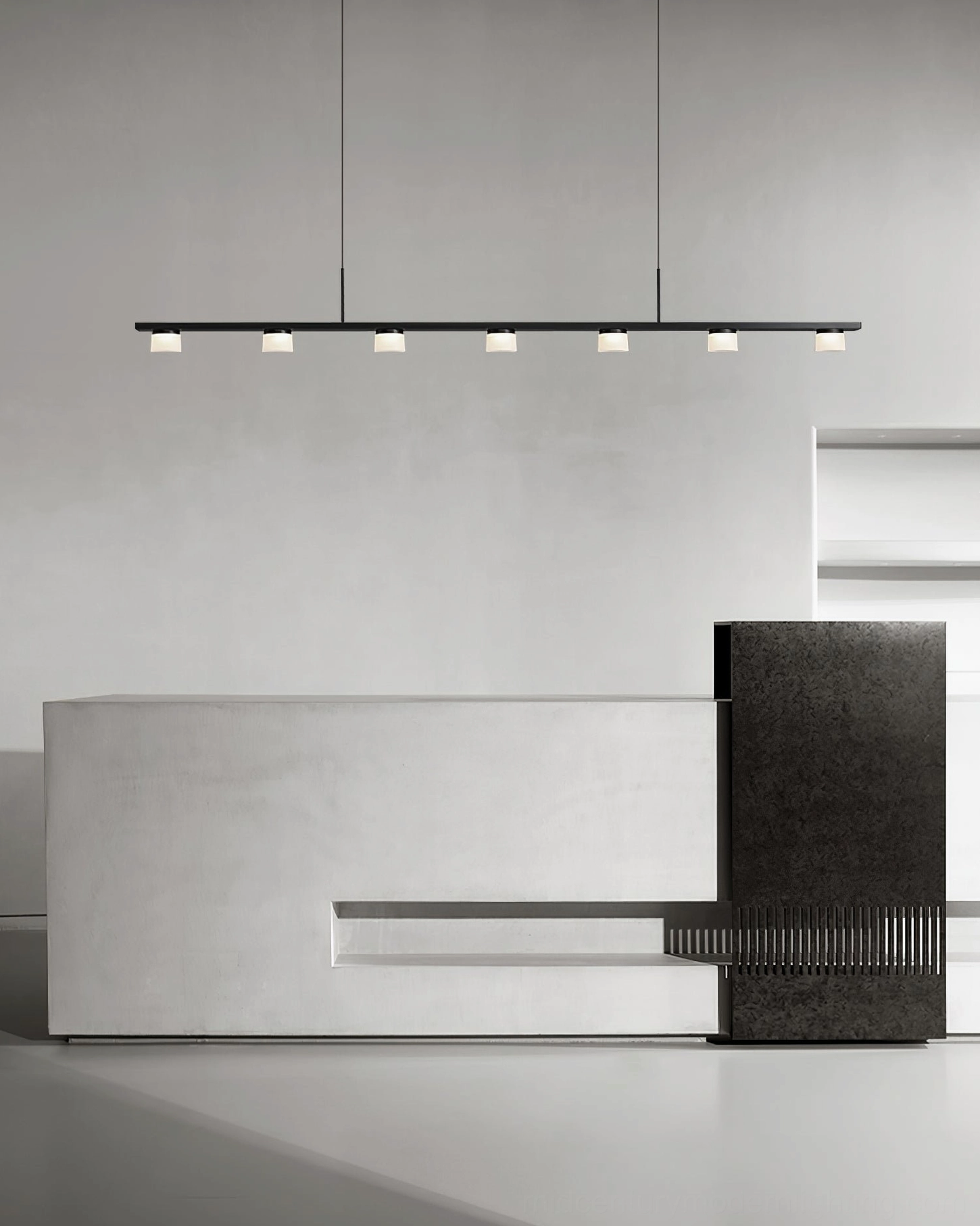 Linear pendant fixture minimalist living area with geometric art contemporary ceiling light