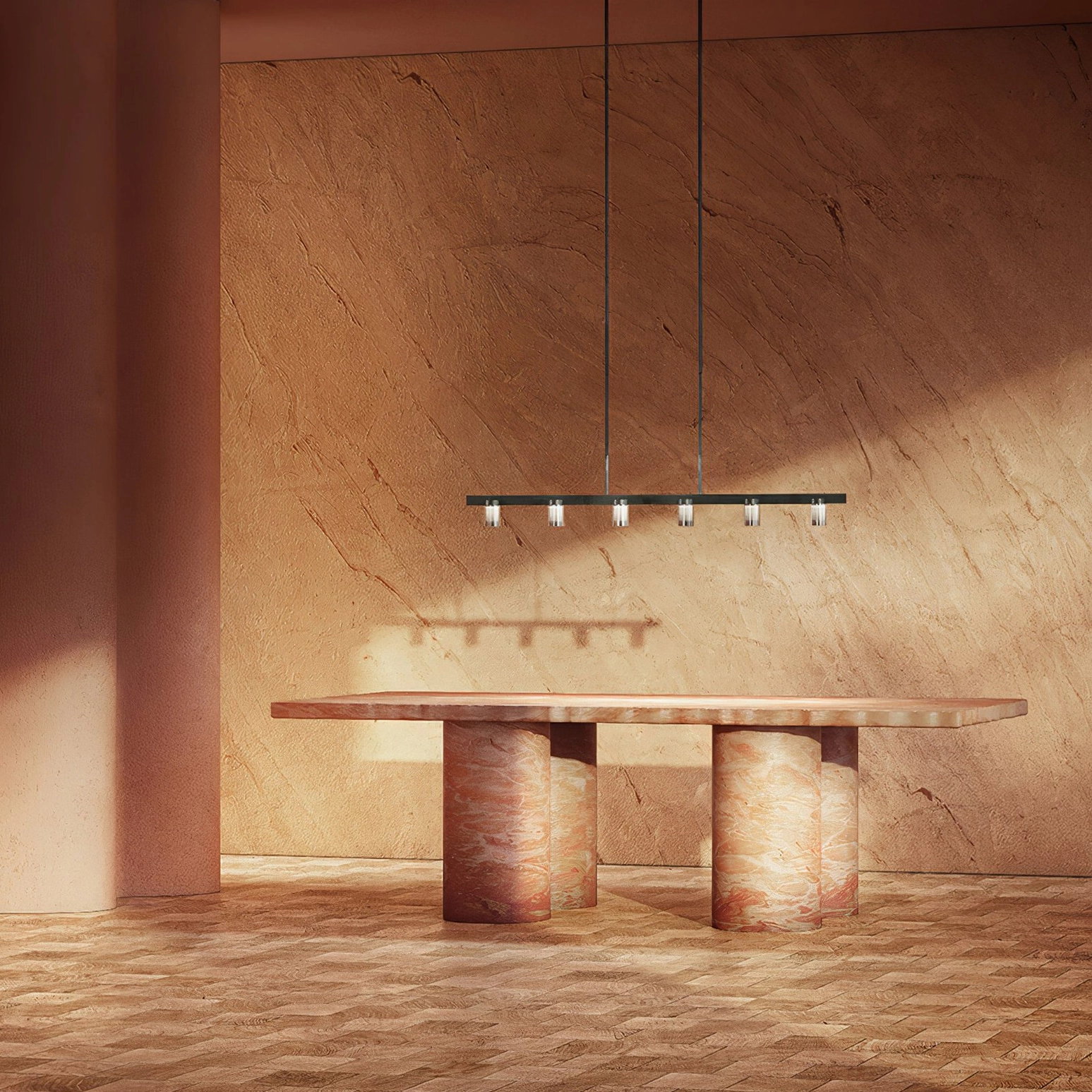 Minimalist linear pendant light fixture modern design frosted acrylic geometric spheres