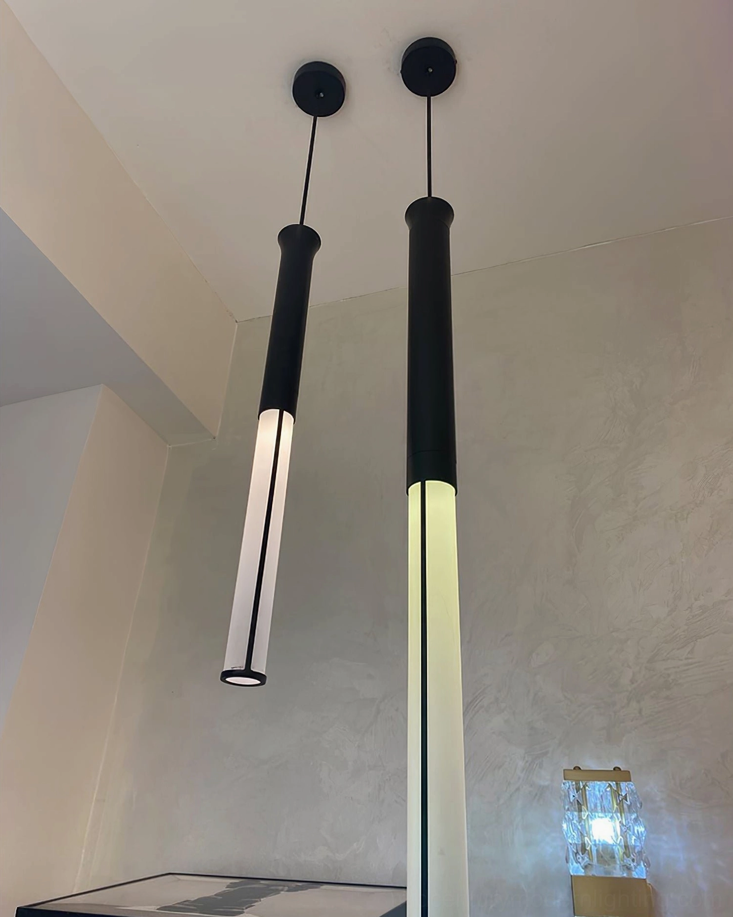 Minimalist Stick LED cylindrical pendant with clean geometric silhouette and frosted acrylic shade