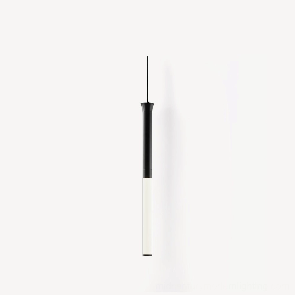 Minimalist Stick LED pendant light featuring black metal frame and frosted acrylic modern design