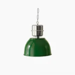 Minisol industrial pendant lamp green shade front view with polished nickel hardware