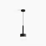 Mira minimalist black pendant lamp with frosted acrylic diffuser - modern geometric design studio shot