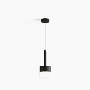 Mira minimalist black pendant lamp with frosted acrylic diffuser - modern geometric design studio shot