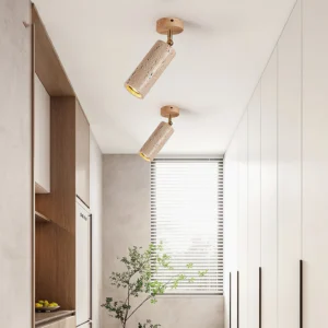 Multiple Mireille ceiling lights installed in modern kitchen pantry space creating warm accent lighting over shelving and cabinetry