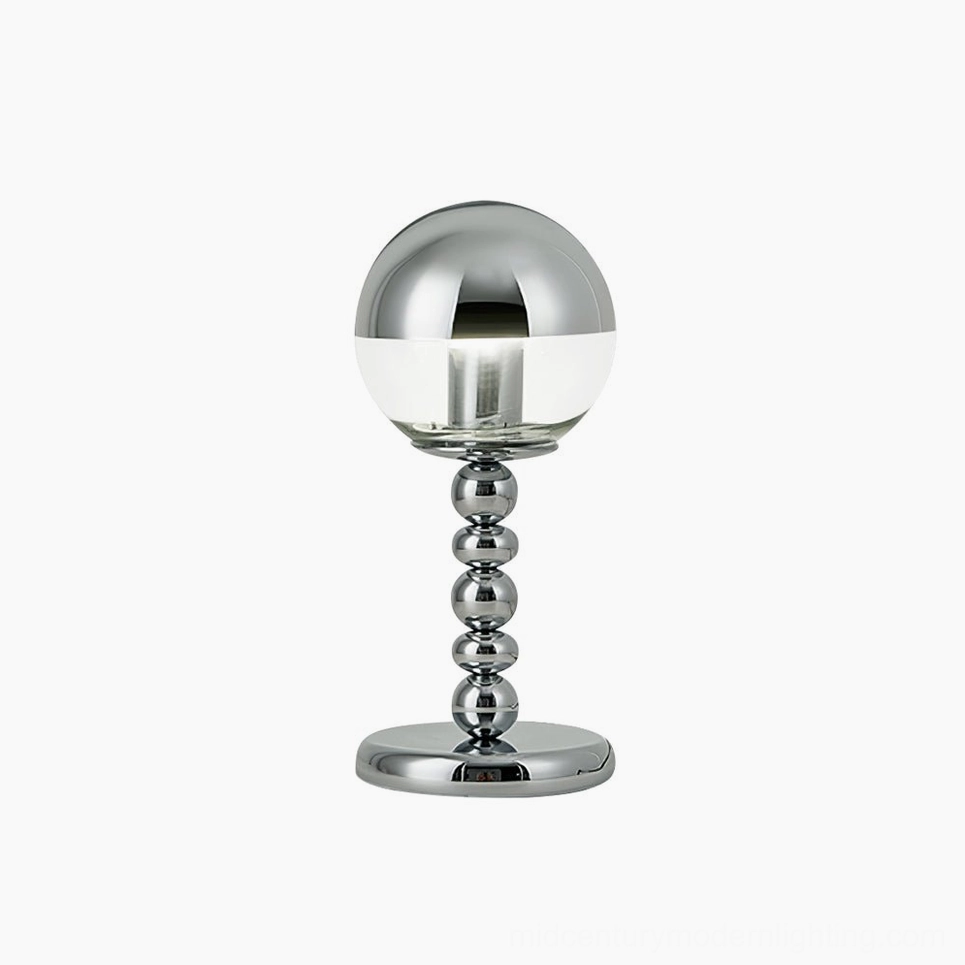 Chrome Mirrorball table lamp with E27 socket, EU UK US AU plug options, geometric sphere accent lighting