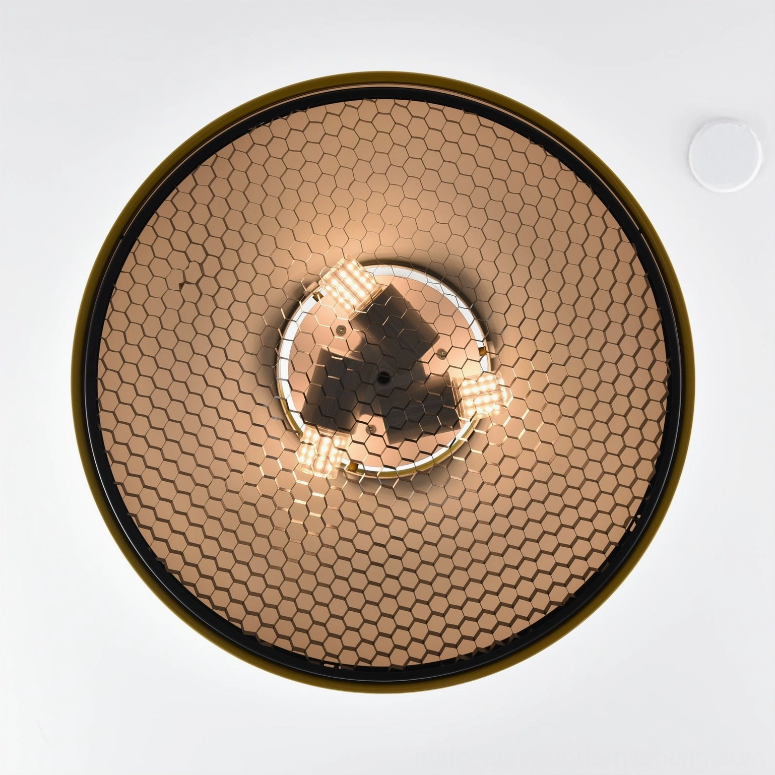 Misha pendant light in dining space with warm Edison bulb ambient lighting effect