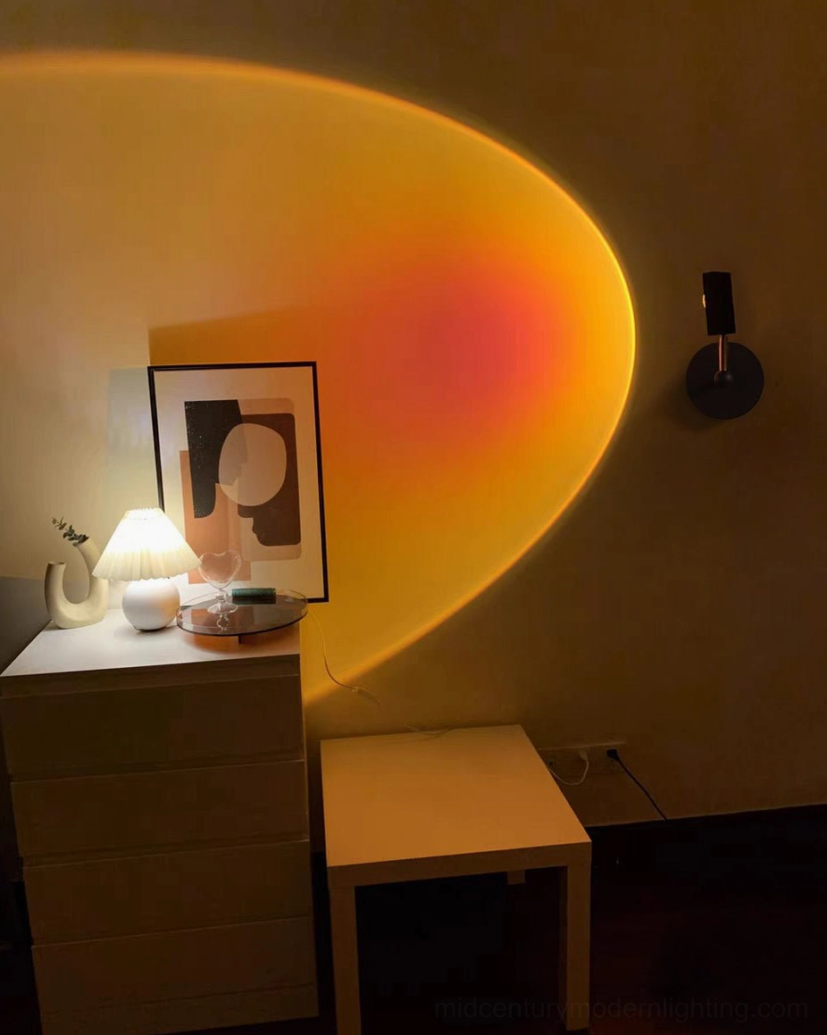 Sunset Halo Model A white aluminum minimalist wall mounted sconce fixture