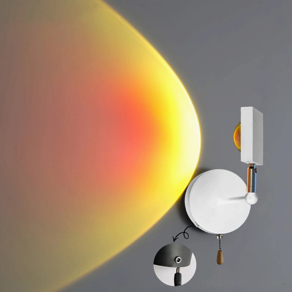 Sunset Halo Model B black body pull switch Sunset Red warm projection sconce