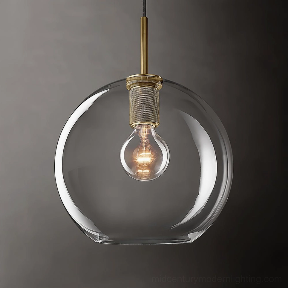 Single Model D petite brass pendant light - compact mid-century design