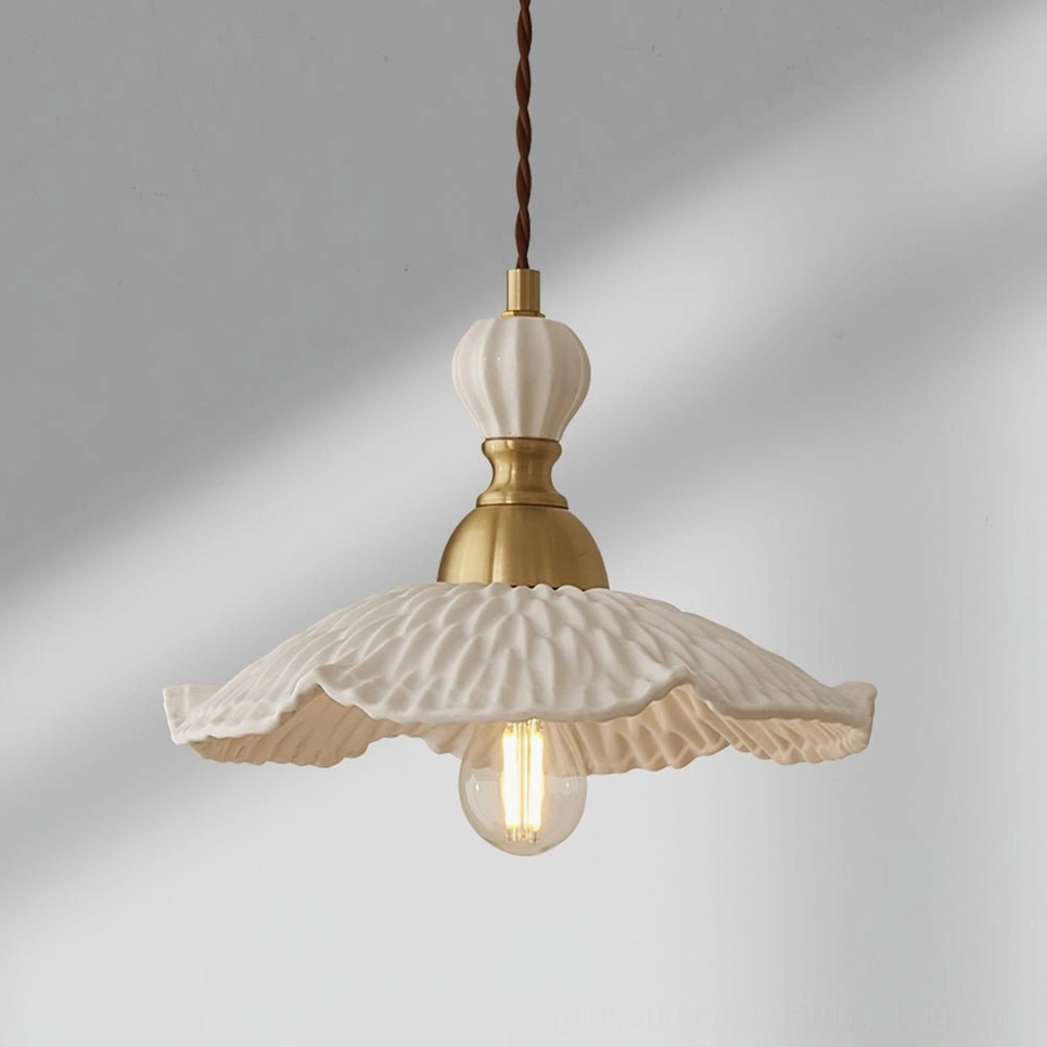 Model E larger ceramic pendant lamp with 24cm diameter for island-scale installations