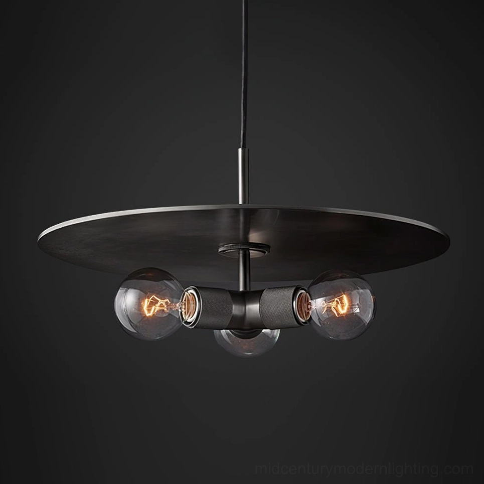 Model E large brass pendant statement light - elongated mid-century design