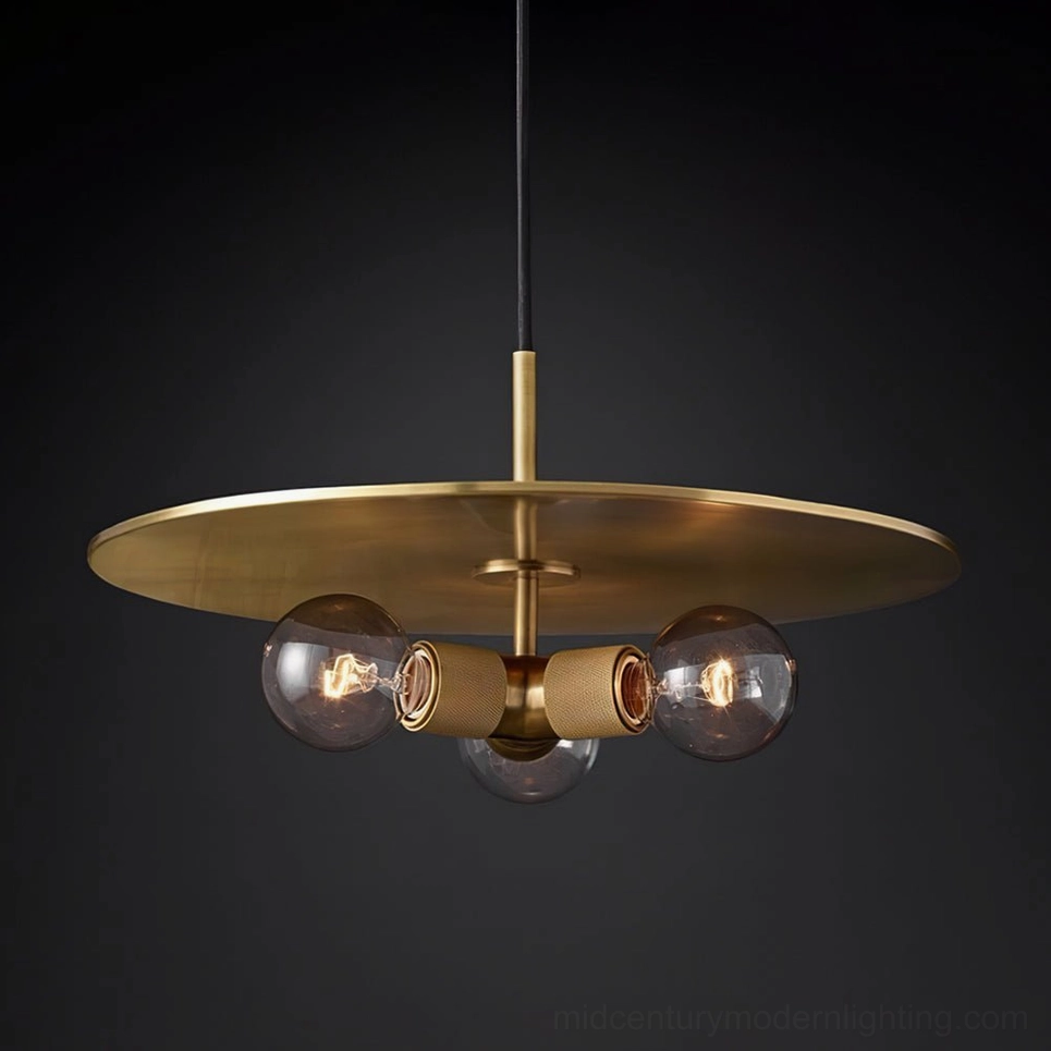 Model E polished brass elongated pendant lamp - dramatic focal point fixture