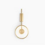 Modern round ring LED wall lamp in polished gold brass finish, front view product display on white background