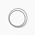 Modern circular LED outdoor wall lamp overhead flat lay view showing minimalist dual ring design with black stainless steel frame
