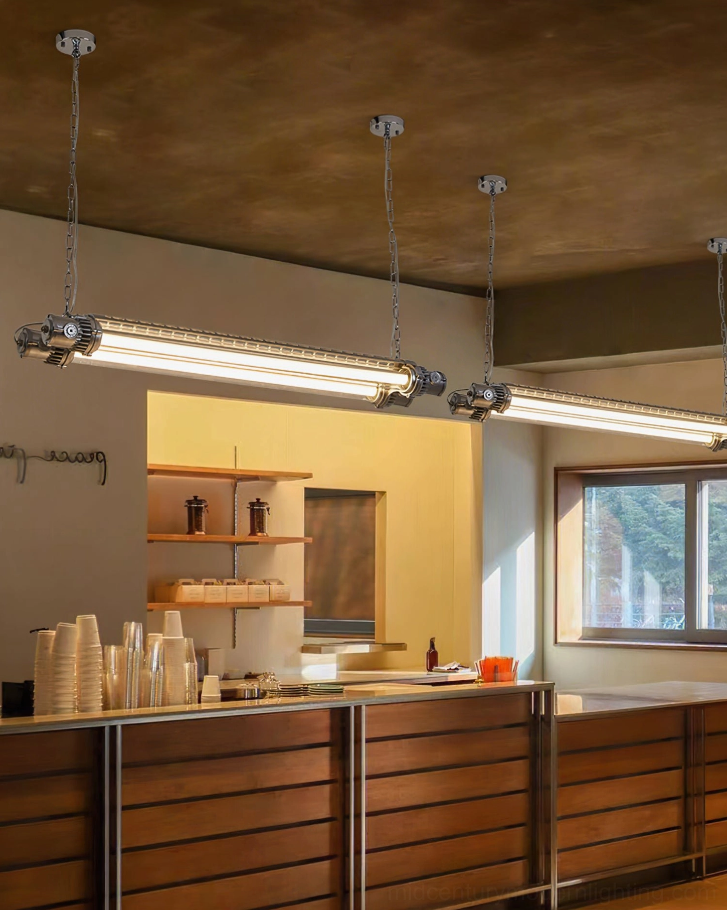 Modern double tube silver LED chandelier premium lighting fixture for contemporary interior design